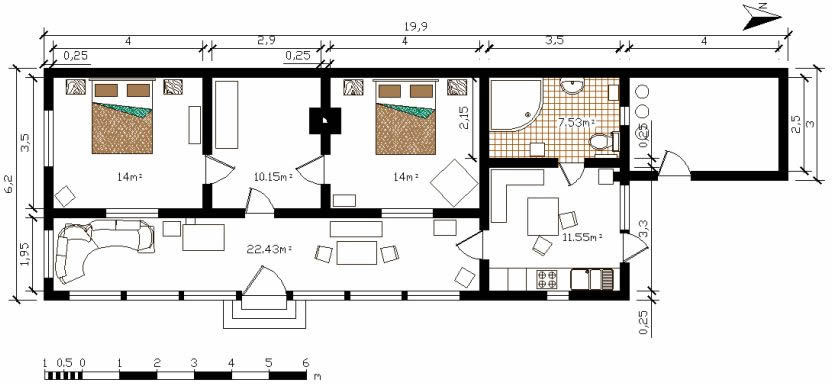 石鸮小屋 (80 m²) : 平面图
